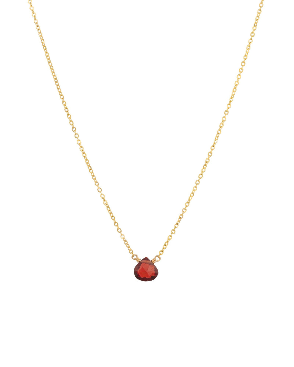 Garnet Heart Cable Chain Necklace | 10mm