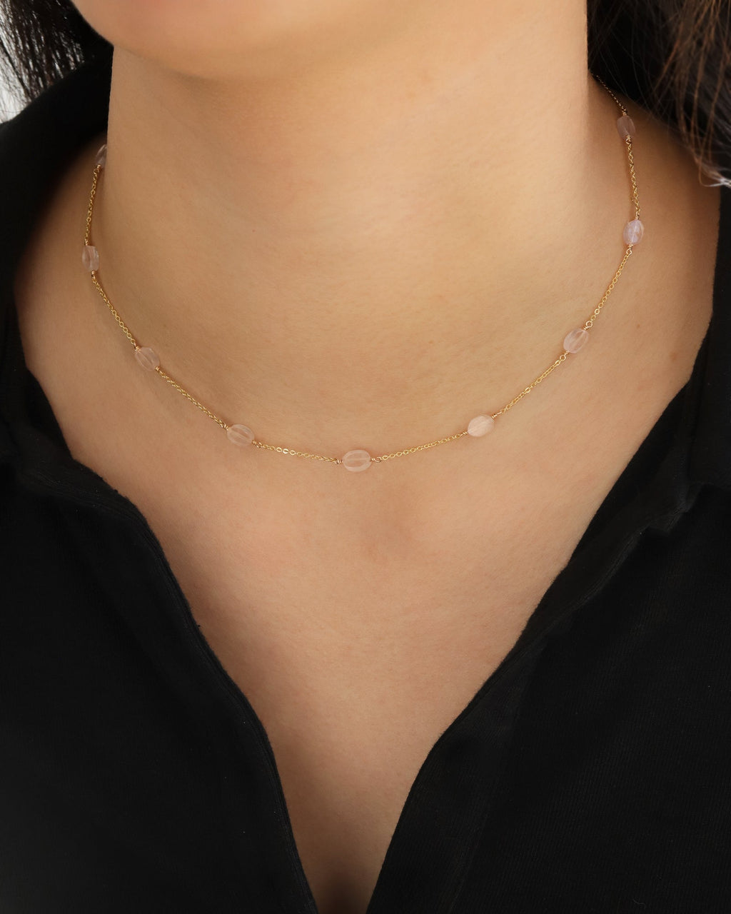 12 Station Oval Stone Necklace