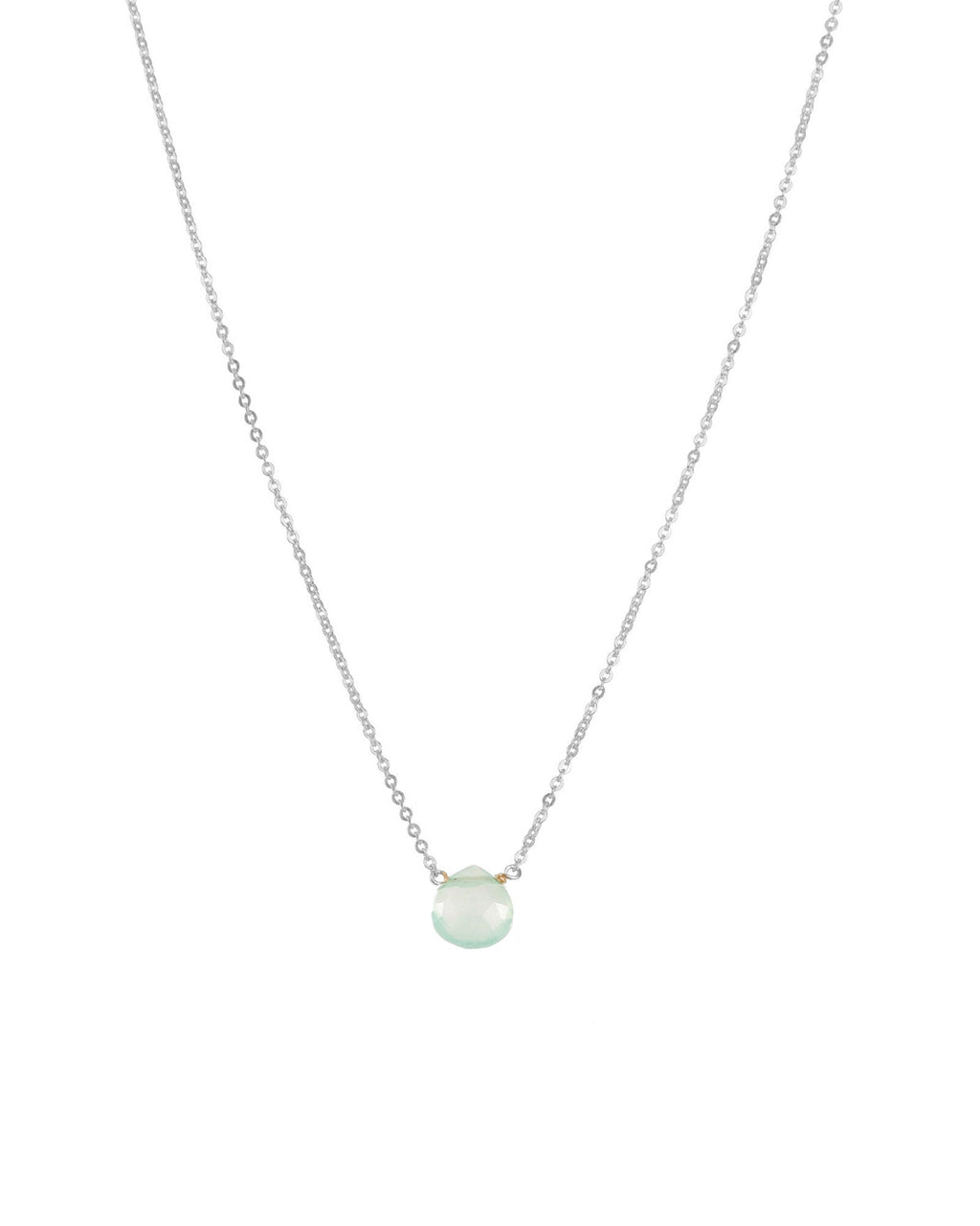 Aqua Chalcedony Heart Cable Chain Necklace | 8mm