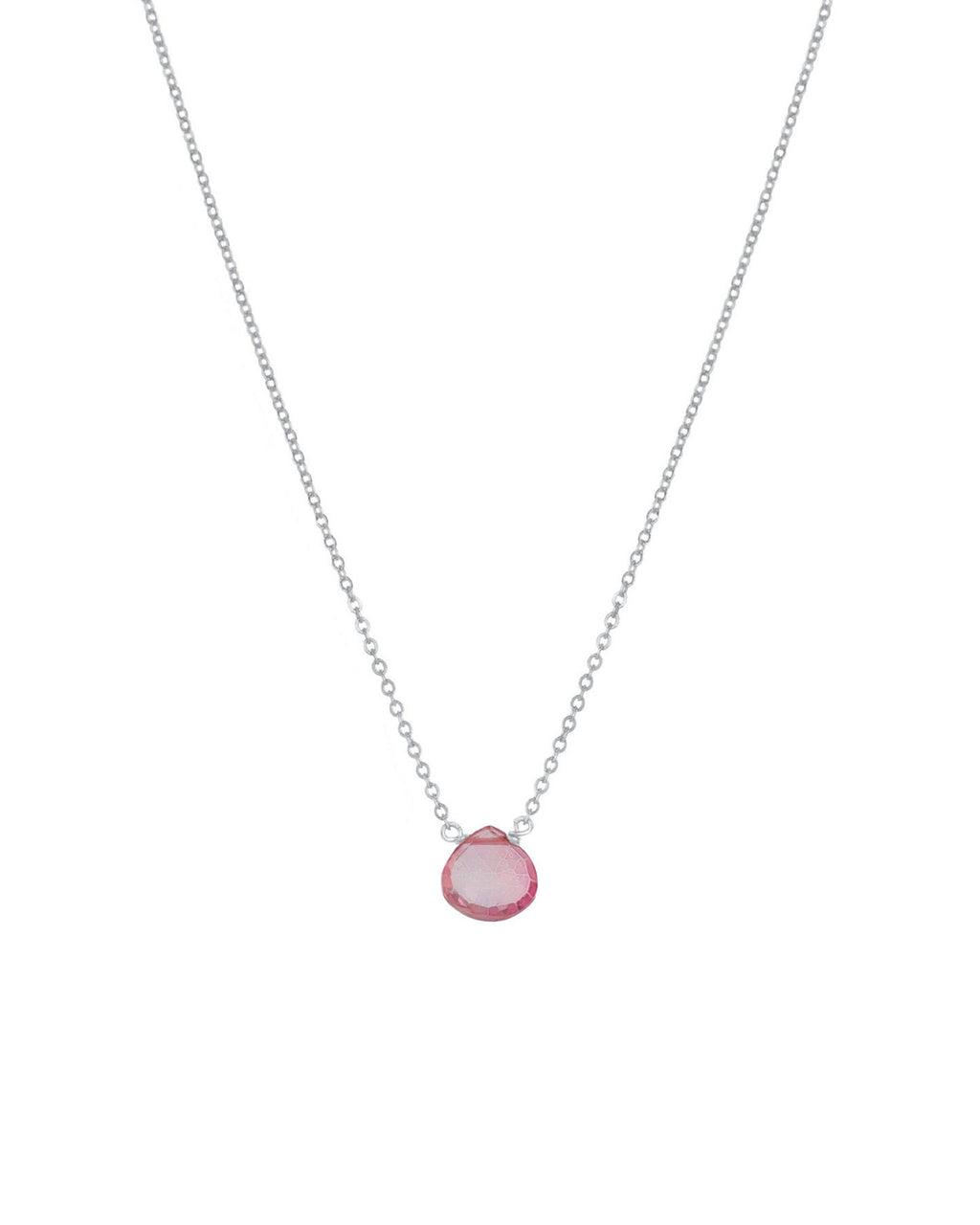 Pink Topaz Heart Cable Chain Necklace | 8mm