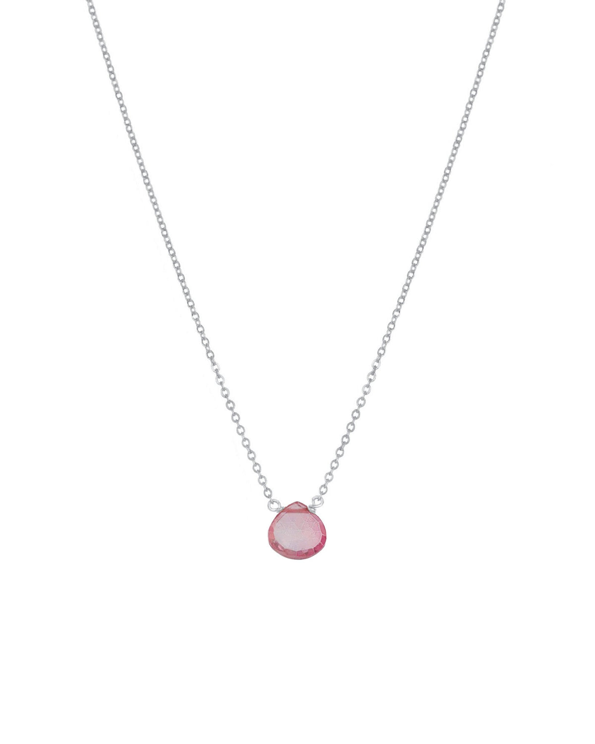 Pink Topaz Heart Cable Chain Necklace | 8mm