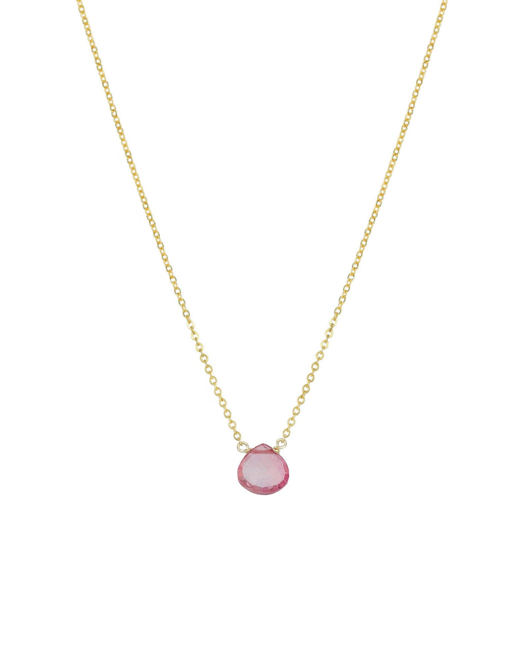 Pink Topaz Heart Cable Chain Necklace | 8mm