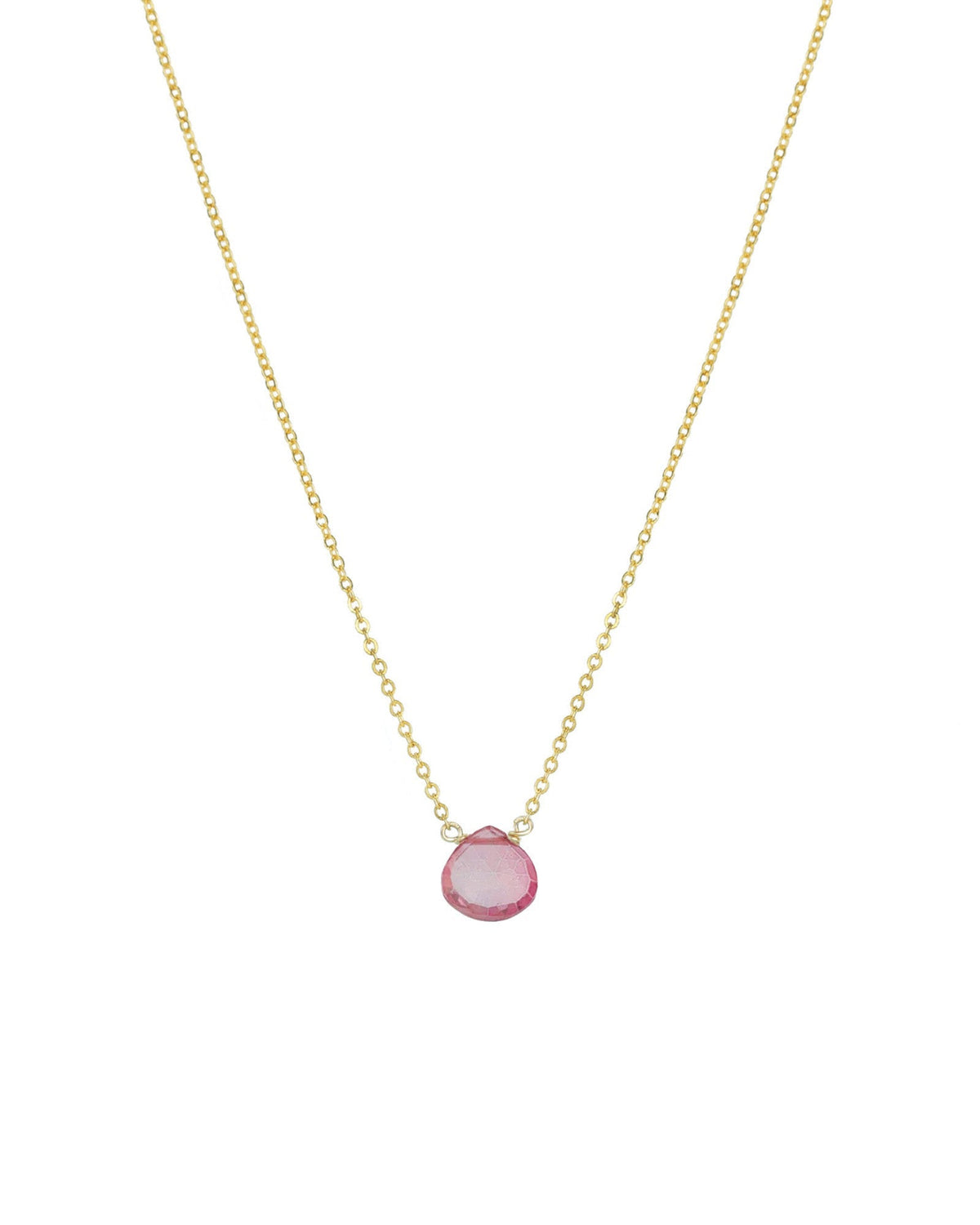 Pink Topaz Heart Cable Chain Necklace | 8mm