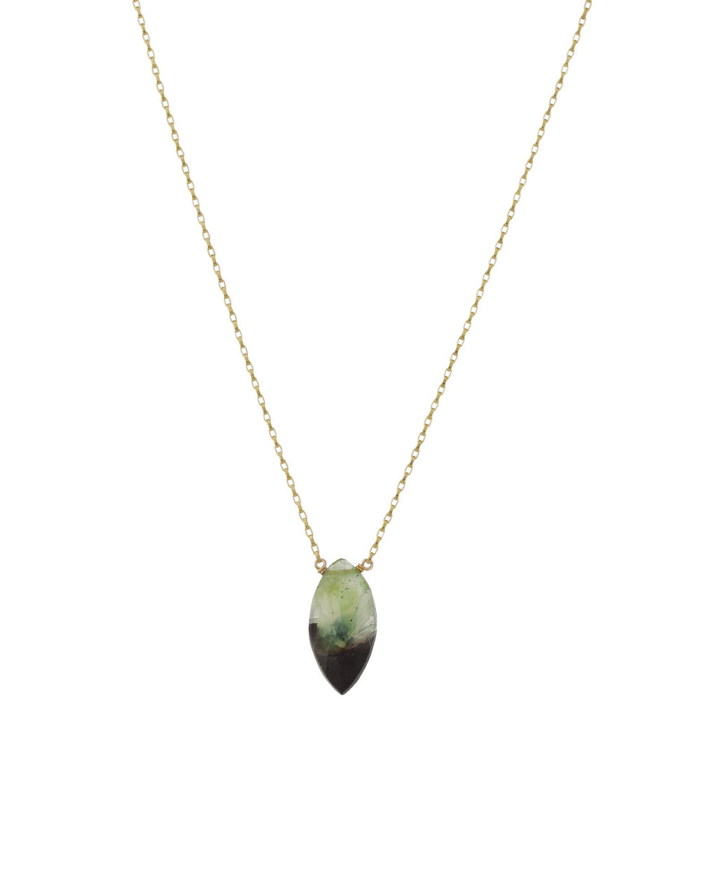 Prehnite Marquise Box Chain Necklace | 16mm
