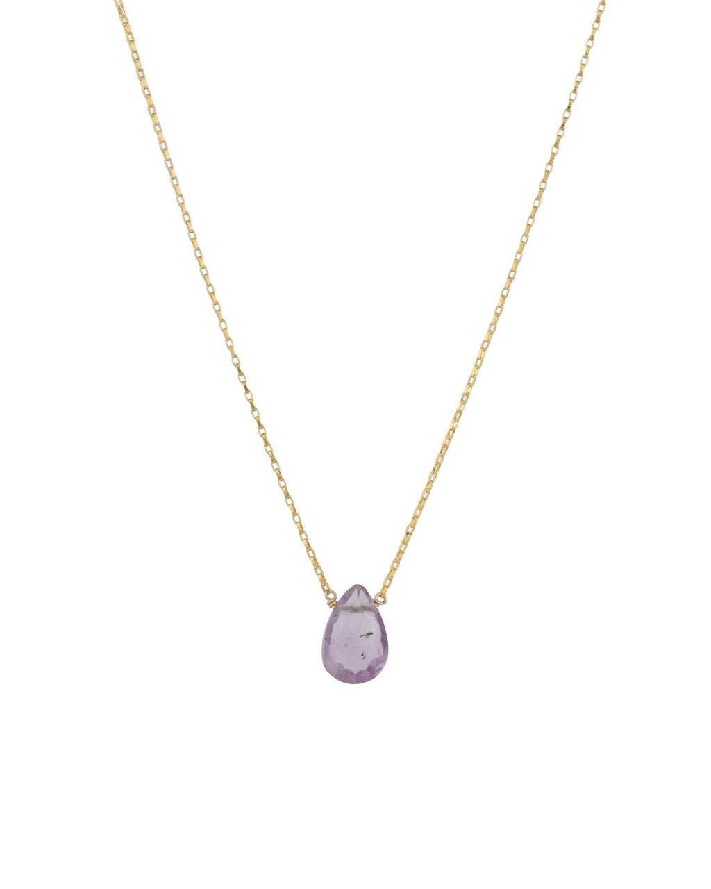 Amethyst Pear Box Chain Necklace | 10mm