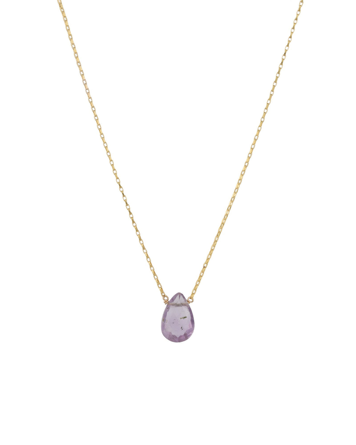 Amethyst Pear Box Chain Necklace | 10mm