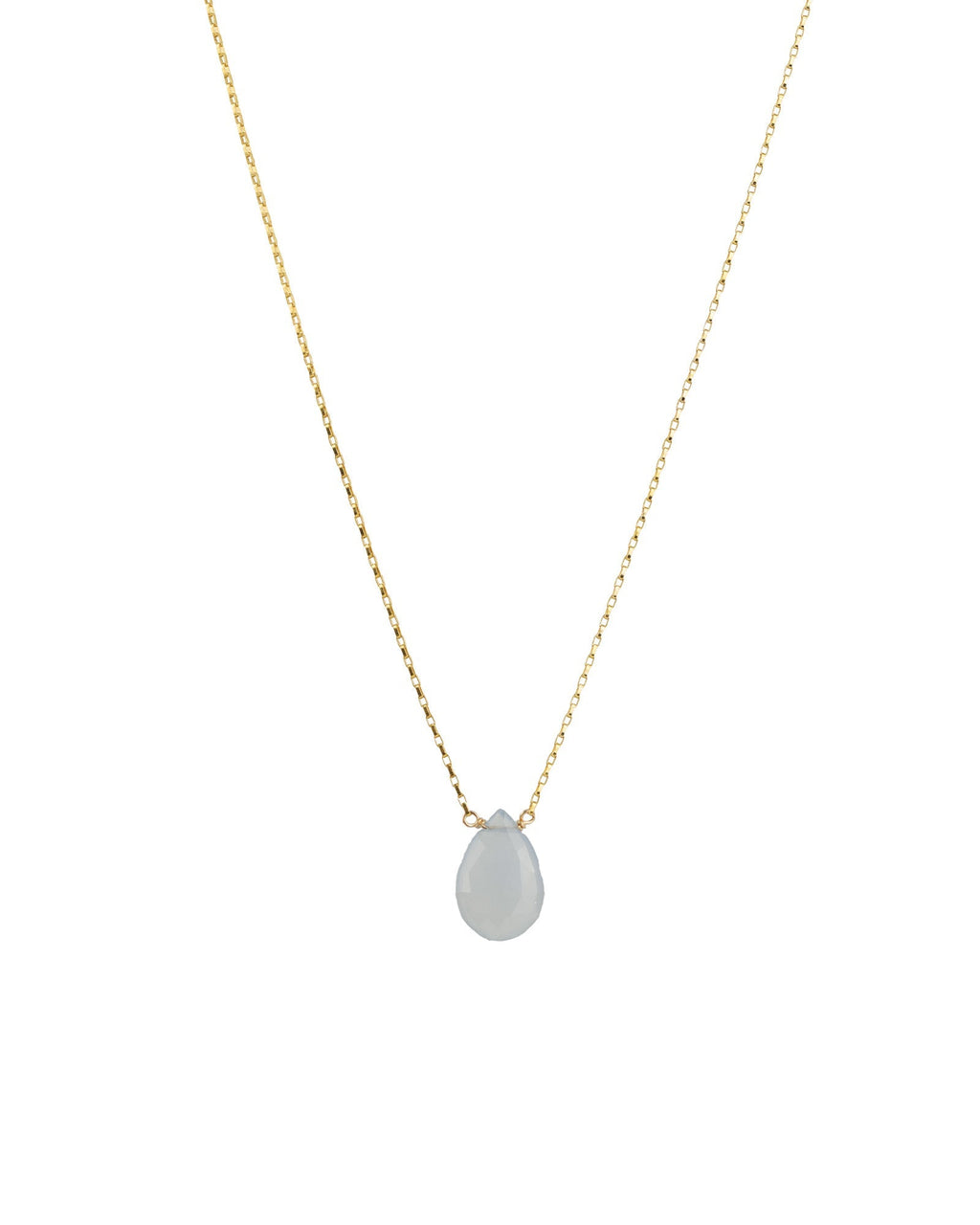 Chalcedony Pear Box Chain Necklace | 14mm