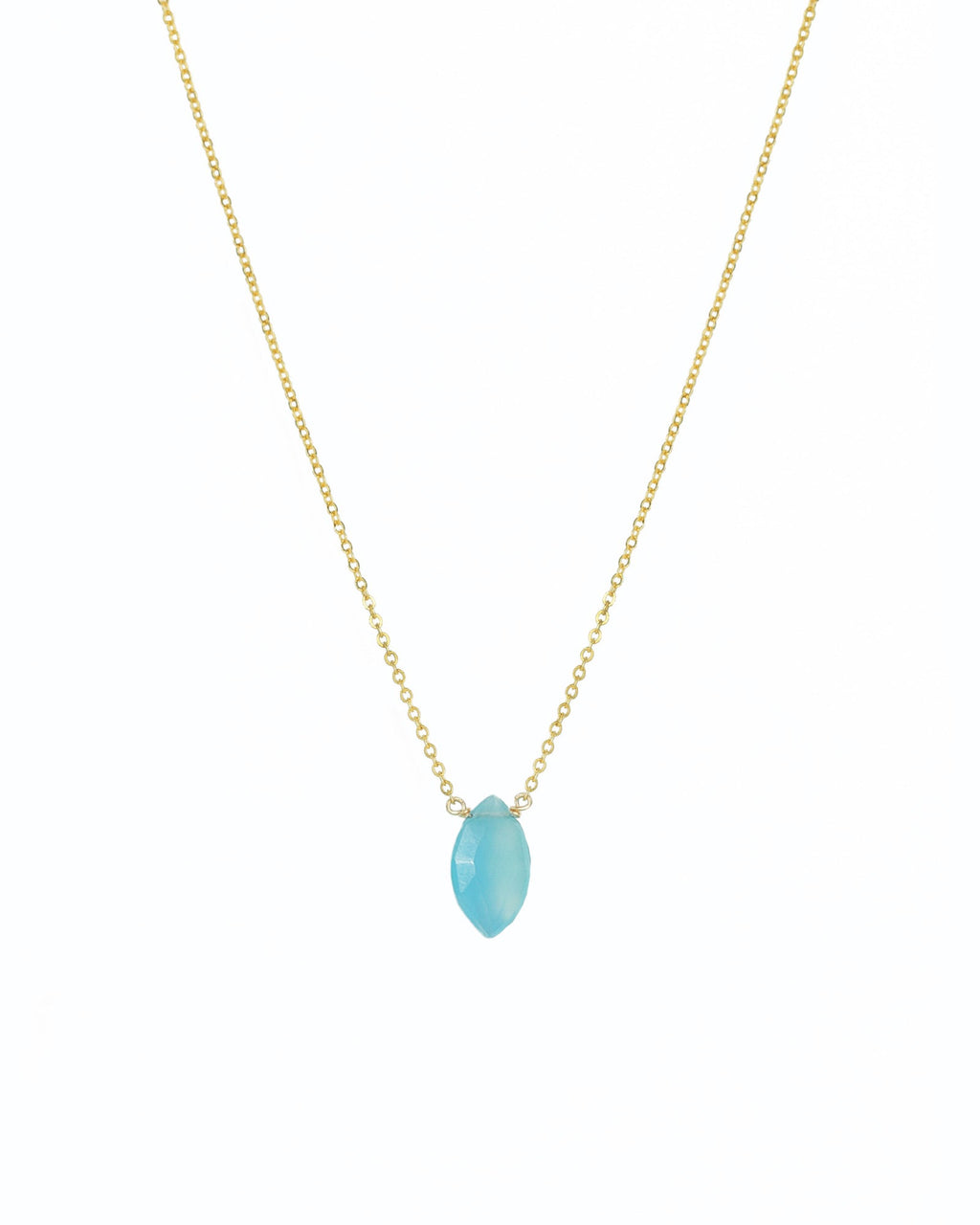 Blue Chalcedony Marquise Cable Chain Necklace | 12mm