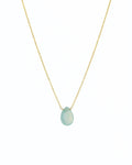 Sea Blue Chalcedony Pear Cable Chain Necklace | 8mm