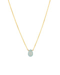 Aqua Chalcedony Pear Cable Chain Necklace | 10mm