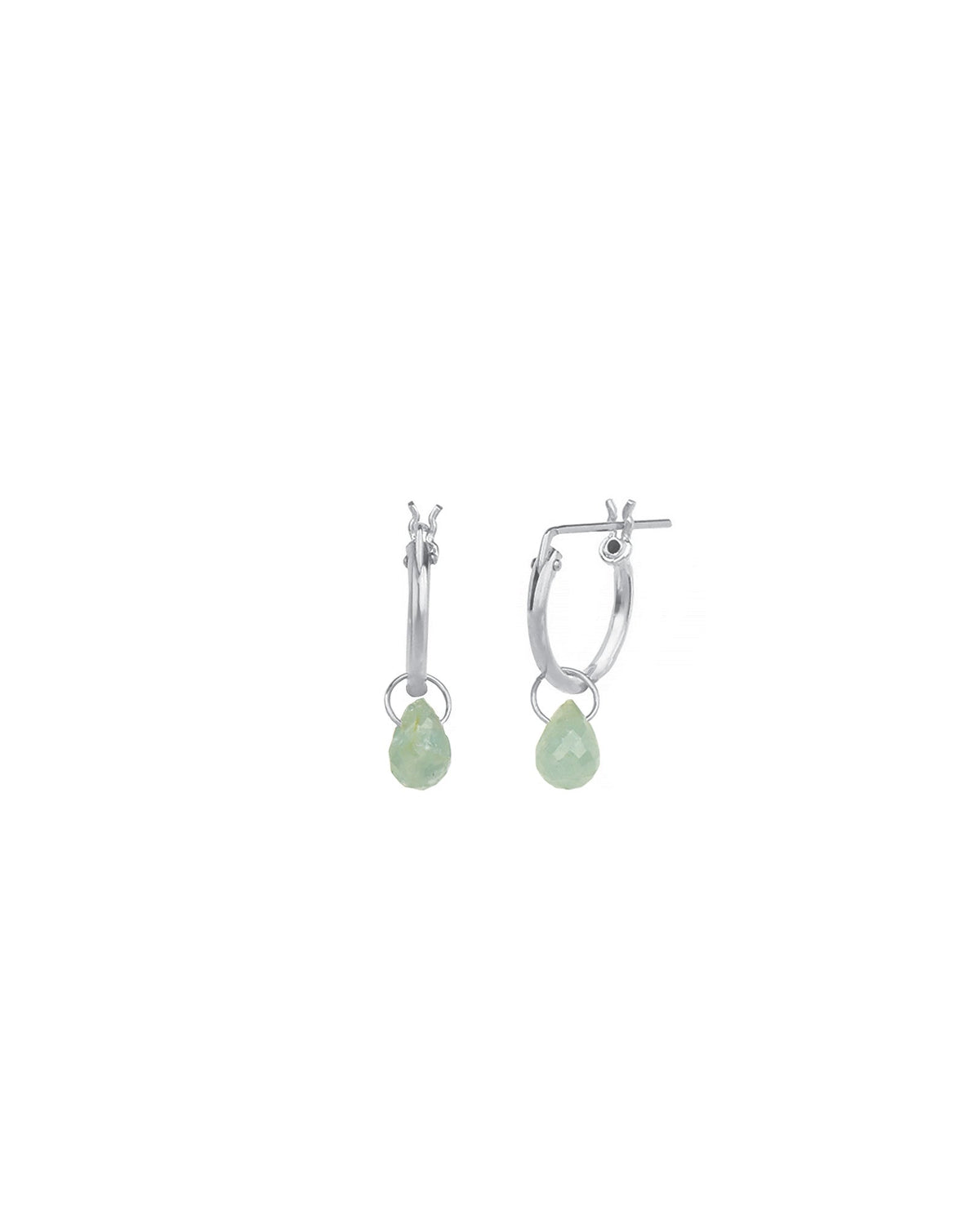 Aquamarine Teardrop Floating Drop Huggies | 12mm