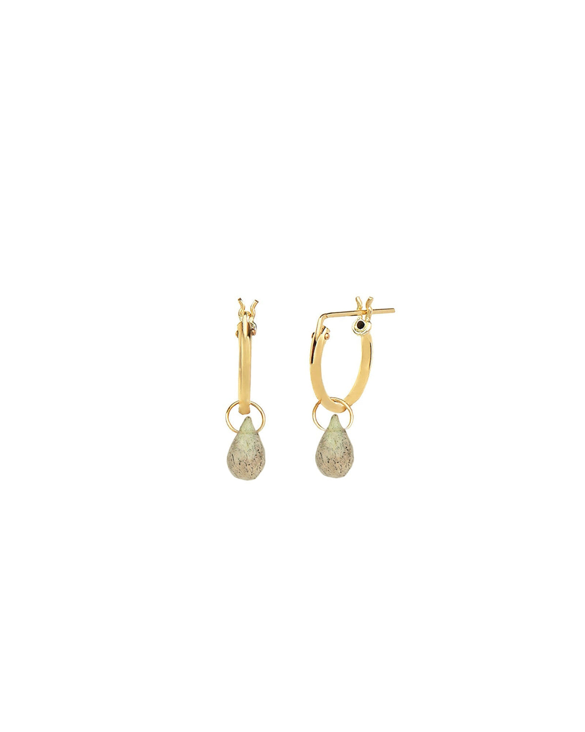 Labradorite Teardrop Floating Drop Huggies | 12mm