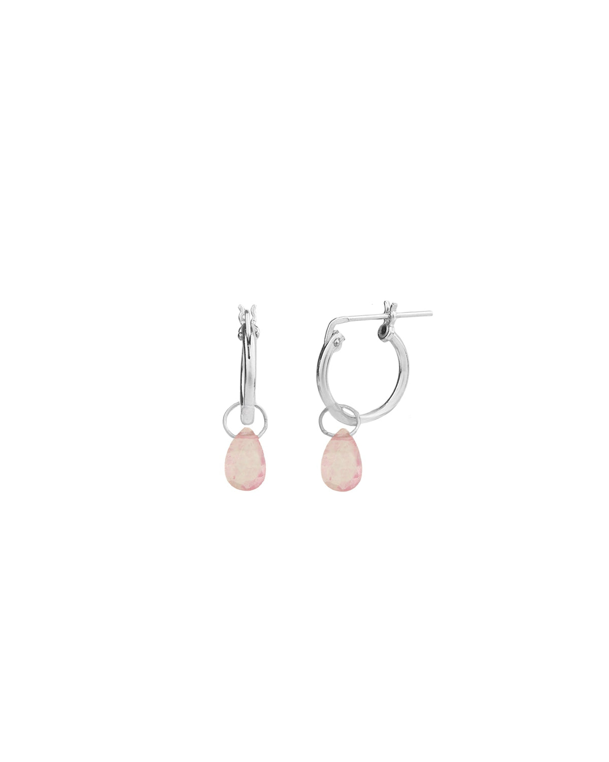 Pink Topaz Pear Floating Drop Huggies | 12mm