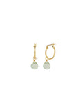 Aqua Chalcedony Heart Floating Drop Huggies | 14mm