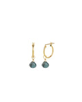 London Blue Topaz Heart Floating Drop Huggies | 14mm
