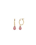 Pink Sapphire Pear Floating Drop Huggies | 14mm