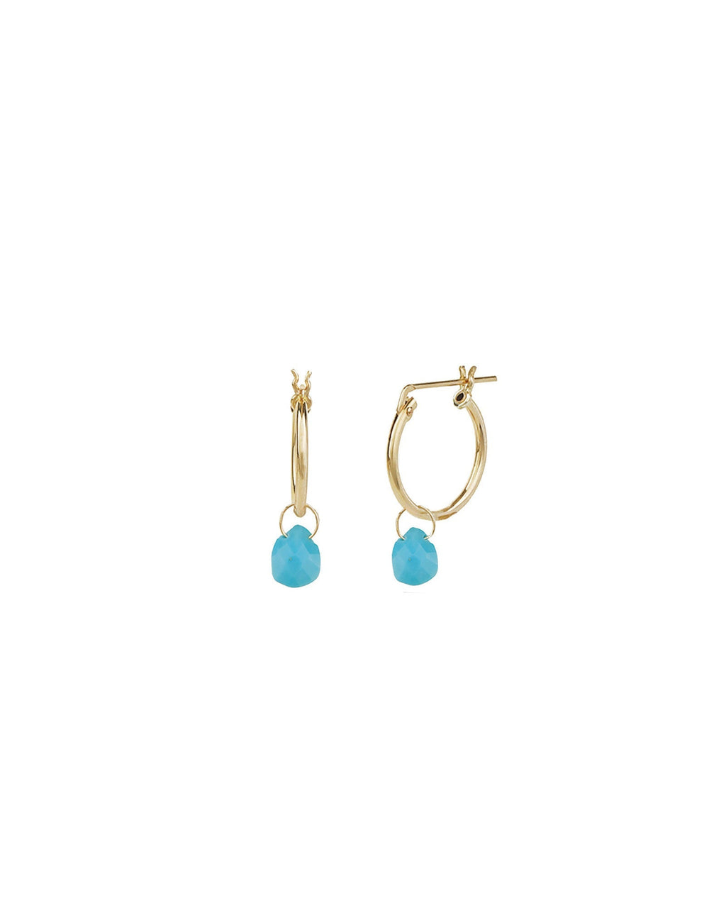 Turquoise Pear Floating Drop Huggies | 14mm