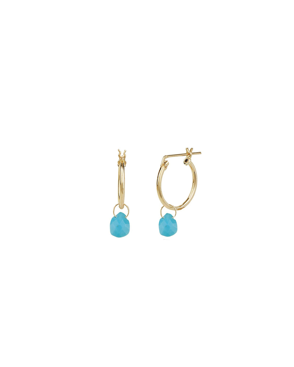 Turquoise Pear Floating Drop Huggies | 14mm