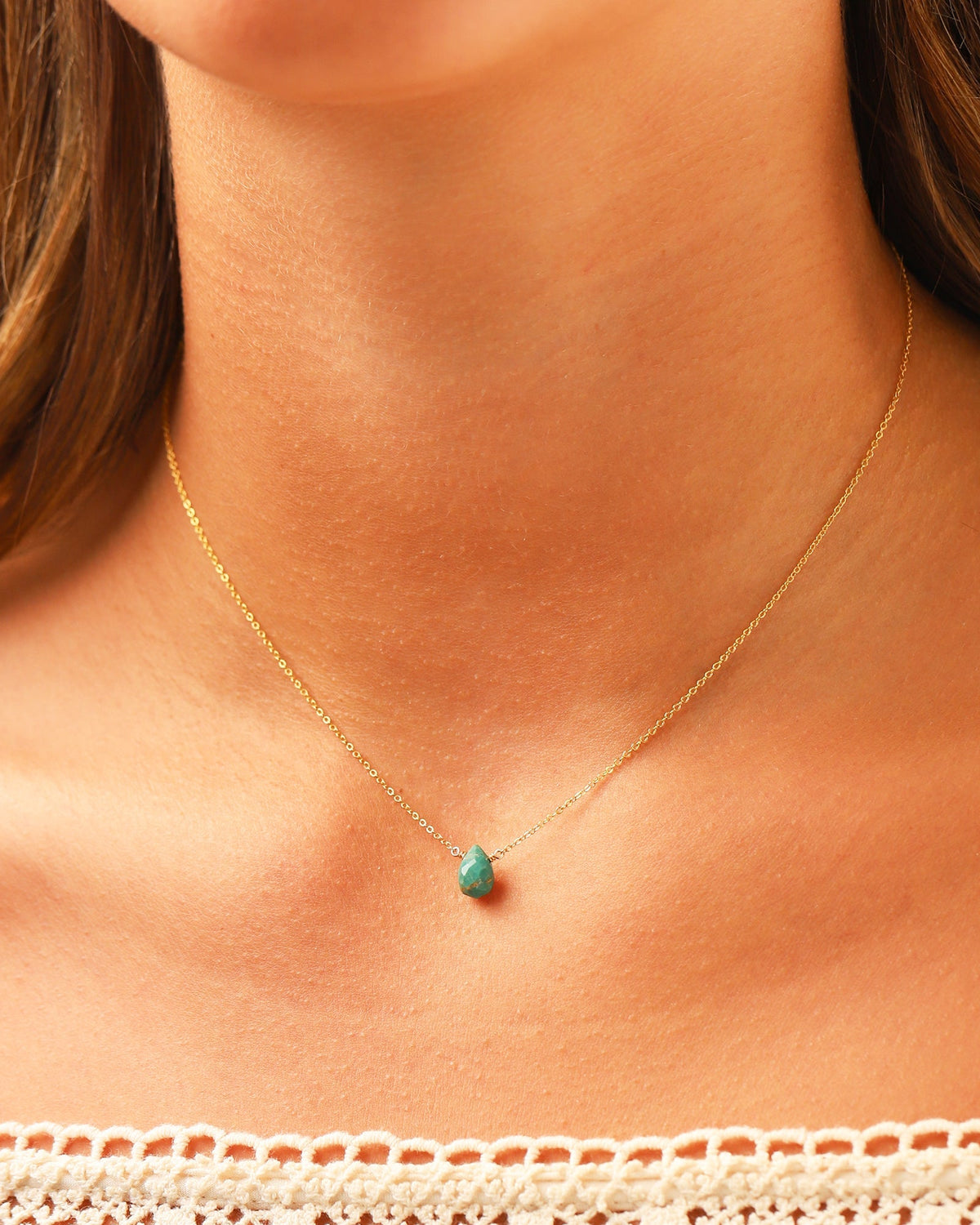 Turquoise Briolette Cable Chain Necklace | 8mm