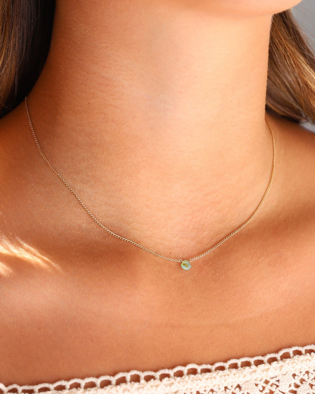 Peruvian Opal Heart Curb Chain Necklace | 6mm