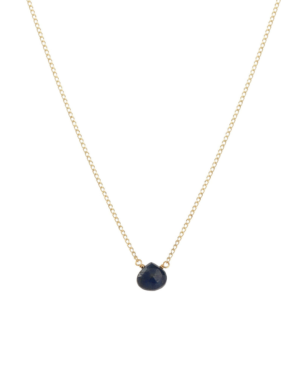 Blue Sapphire Heart Curb Chain Necklace | 8mm