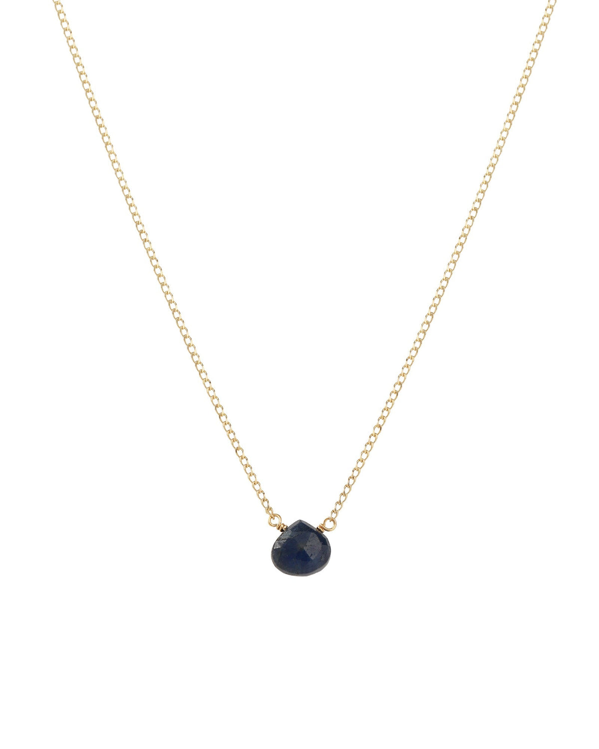 Blue Sapphire Heart Curb Chain Necklace | 8mm