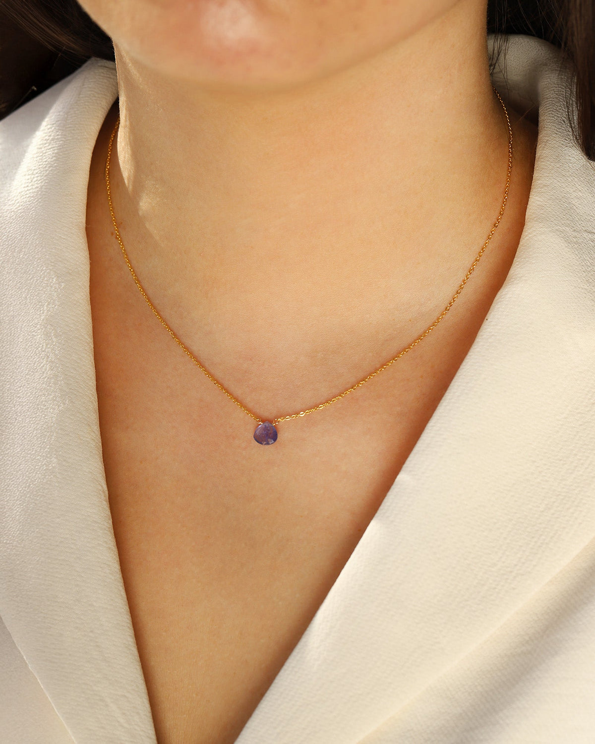 Tanzanite Heart Cable Chain Necklace | 8mm