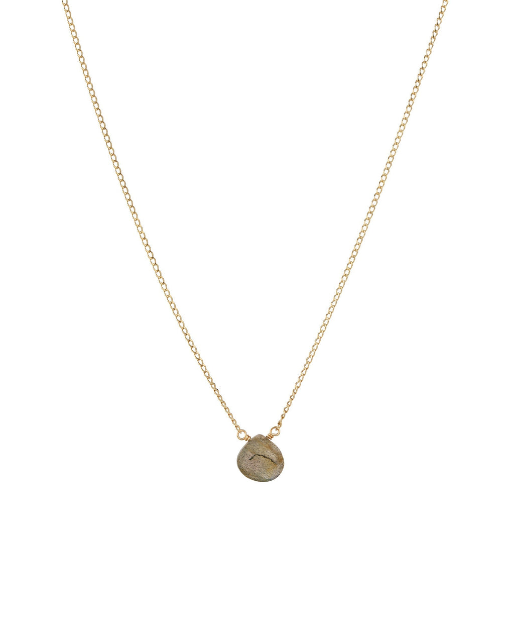 Labradorite Heart Curb Chain Necklace | 8mm