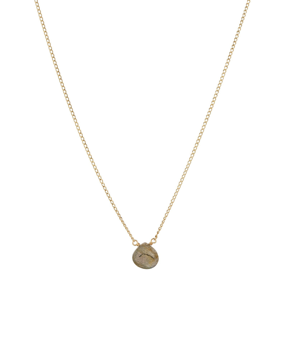 Labradorite Heart Curb Chain Necklace | 8mm