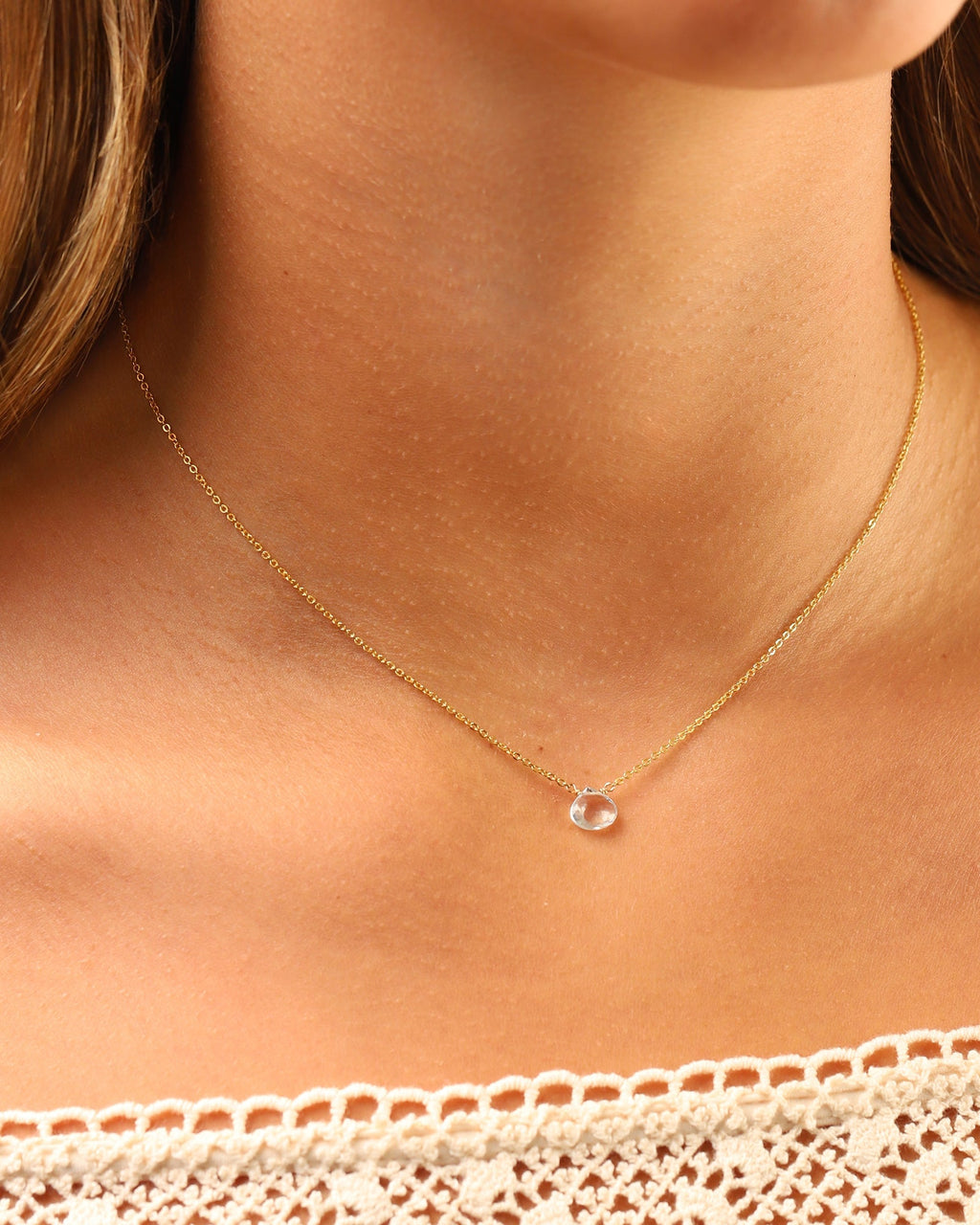 Sky Blue Topaz Heart Cable Chain Necklace | 8mm