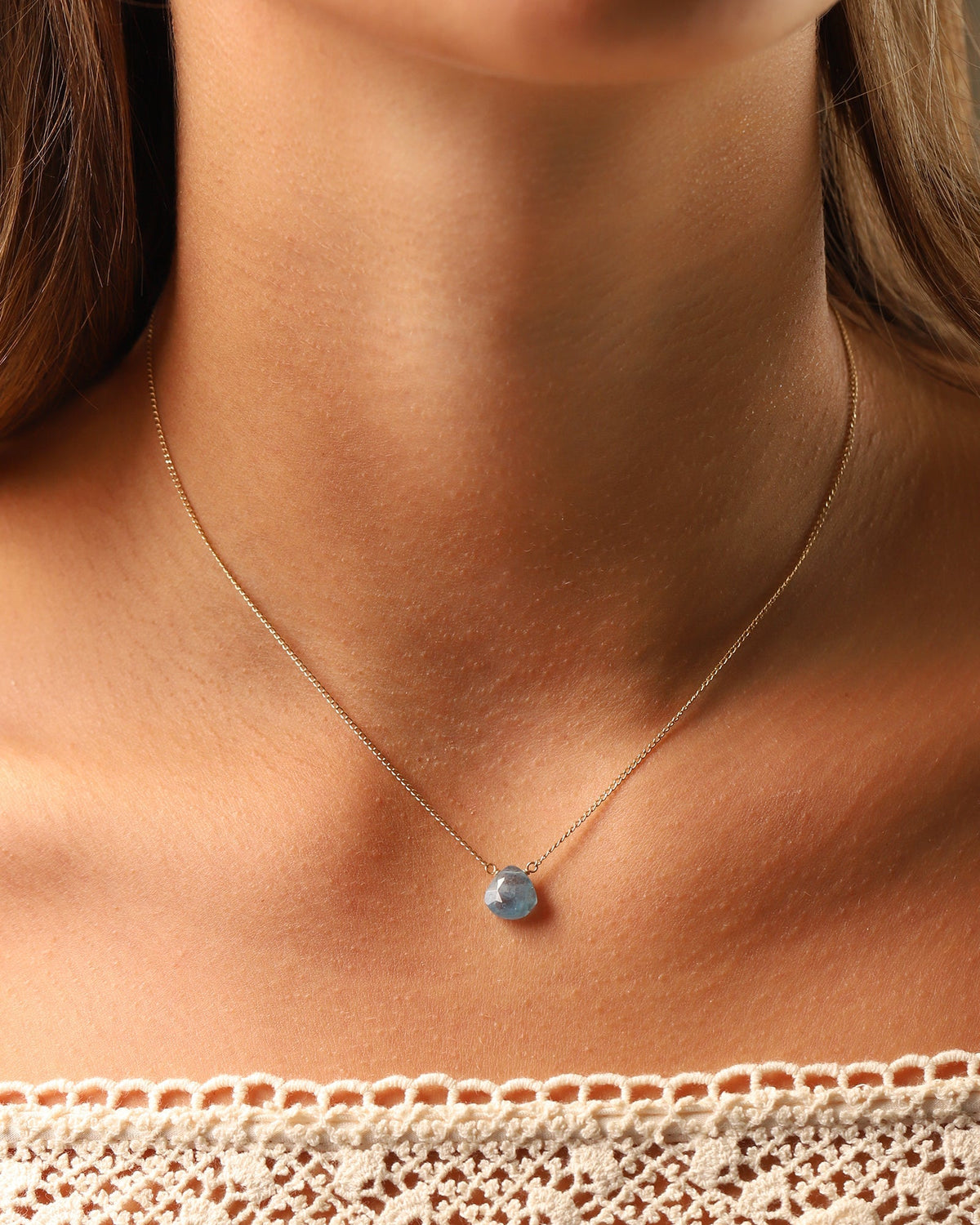 Grandidierite Heart Curb Chain Necklace | 10mm