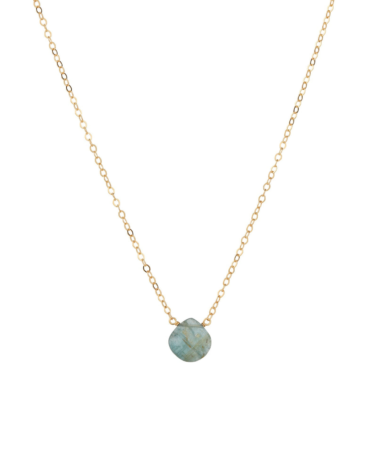 Blue Kyanite Heart Cable Chain Necklace | 8mm