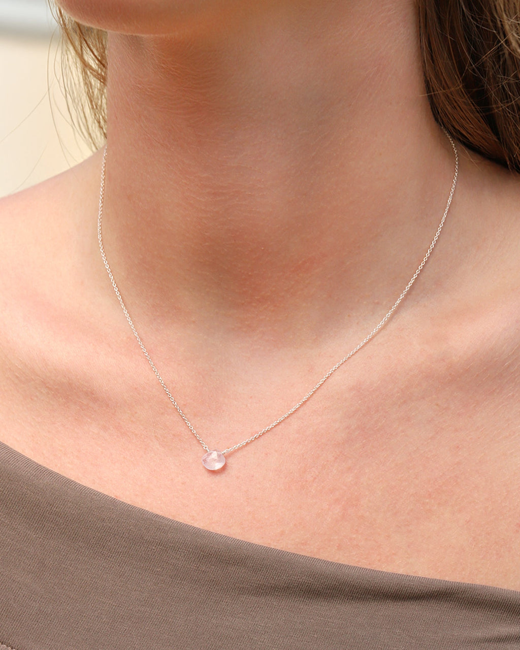 Kunzite Heart Cable Chain Necklace | 10mm