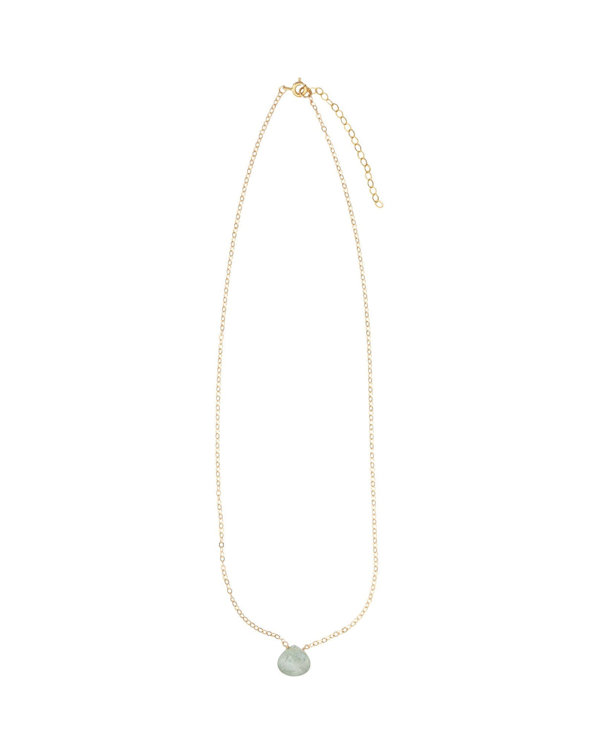 Moss Aquamarine Heart Cable Chain Necklace | 12mm