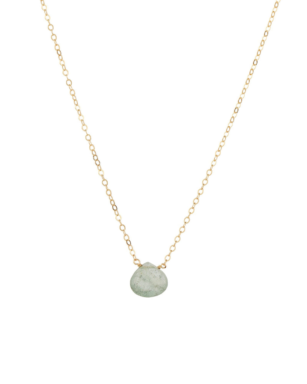 Moss Aquamarine Heart Cable Chain Necklace | 12mm