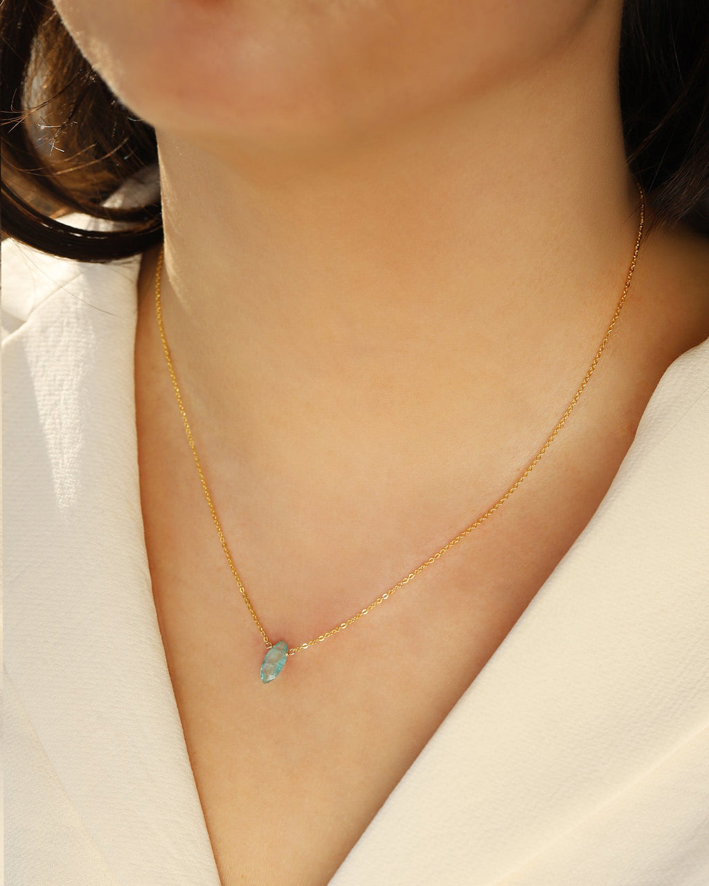 Apatite Marquise Cable Chain Necklace | 10mm