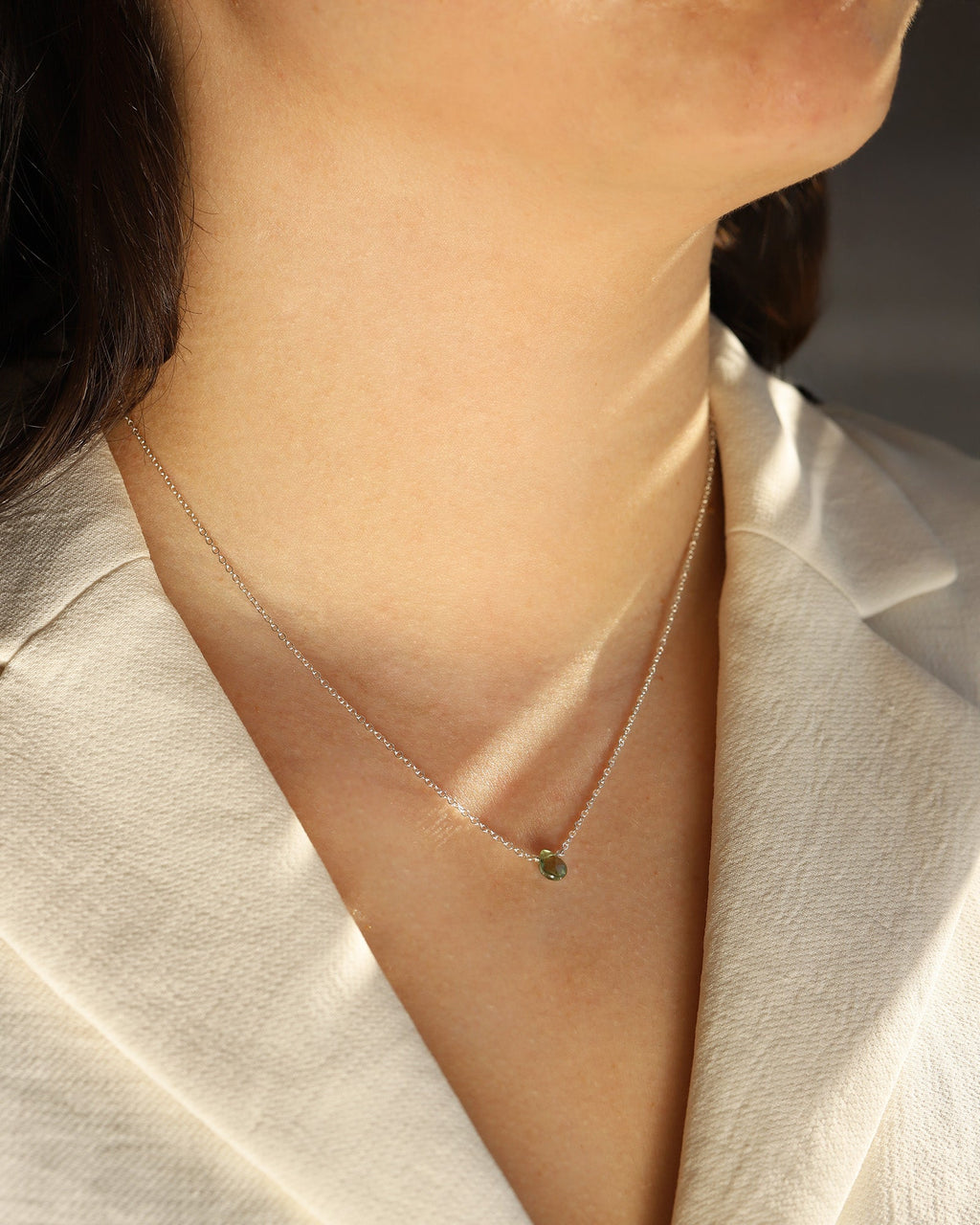 Green Apatite Pear Cable Chain Necklace | 6mm