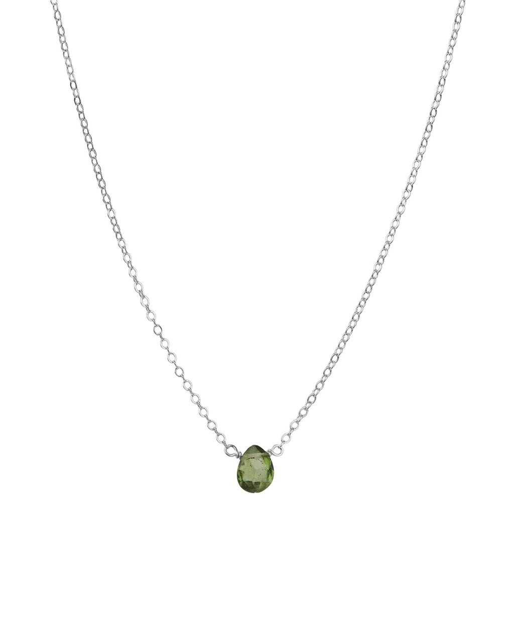 Green Apatite Pear Cable Chain Necklace | 6mm