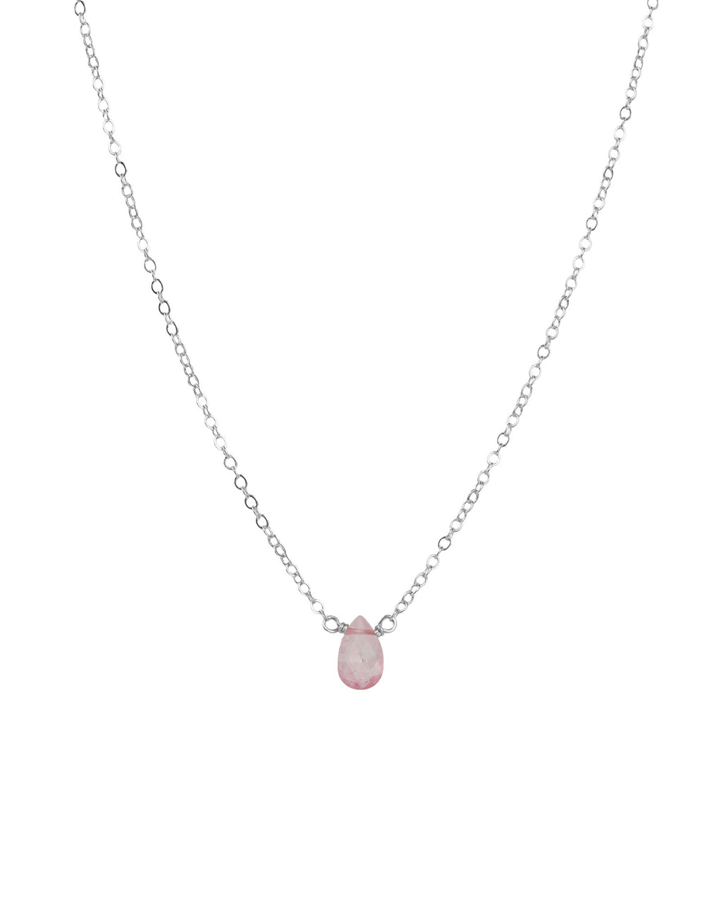 Pink Topaz Pear Cable Chain Necklace | 6mm