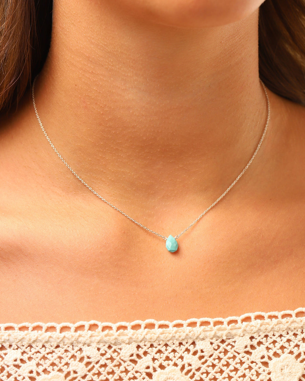 Turquoise Pear Cable Chain Necklace | 6mm
