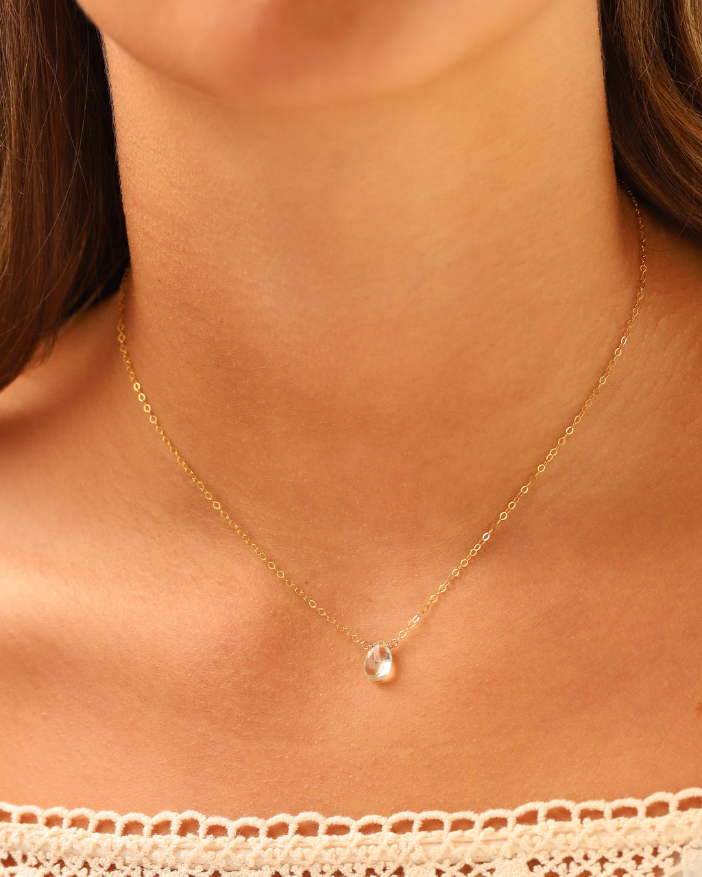 Prasiolite Pear Cable Chain Necklace | 8mm