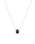 Blue Sapphire Pear Cable Chain Necklace | 8mm