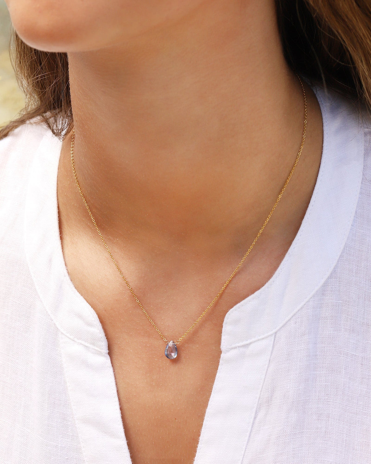 Mystic Blue Topaz Pear Cable Chain Necklace | 8mm