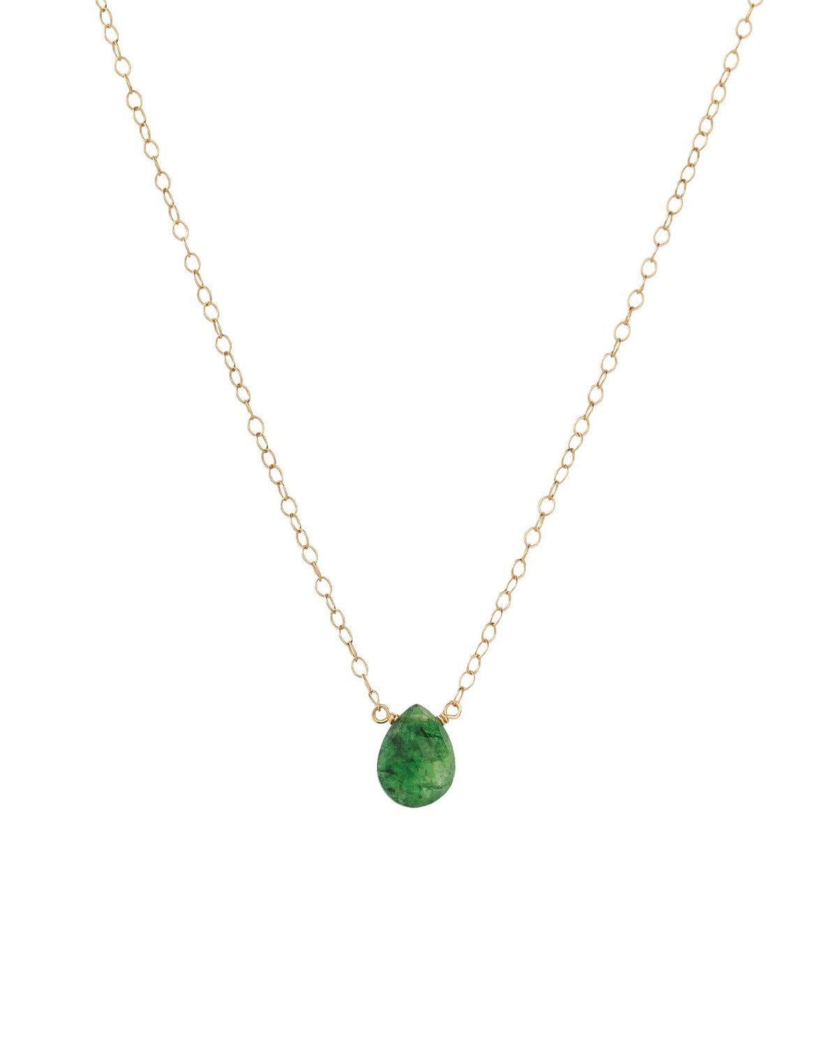 Green Quartz Pear Cable Chain Necklace | 8mm