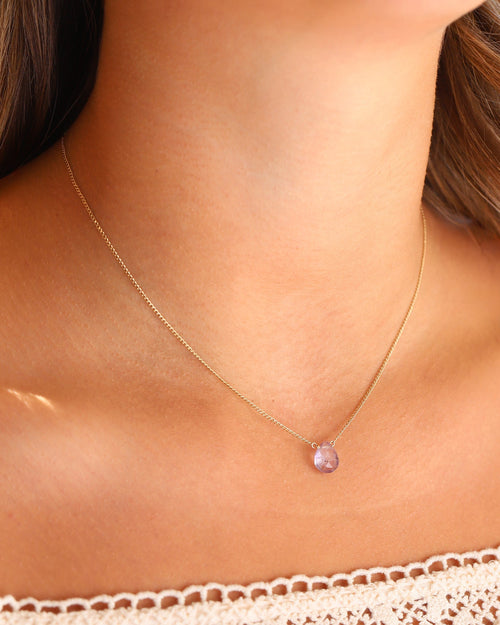 Amethyst Pear Cable Chain Necklace | 8mm