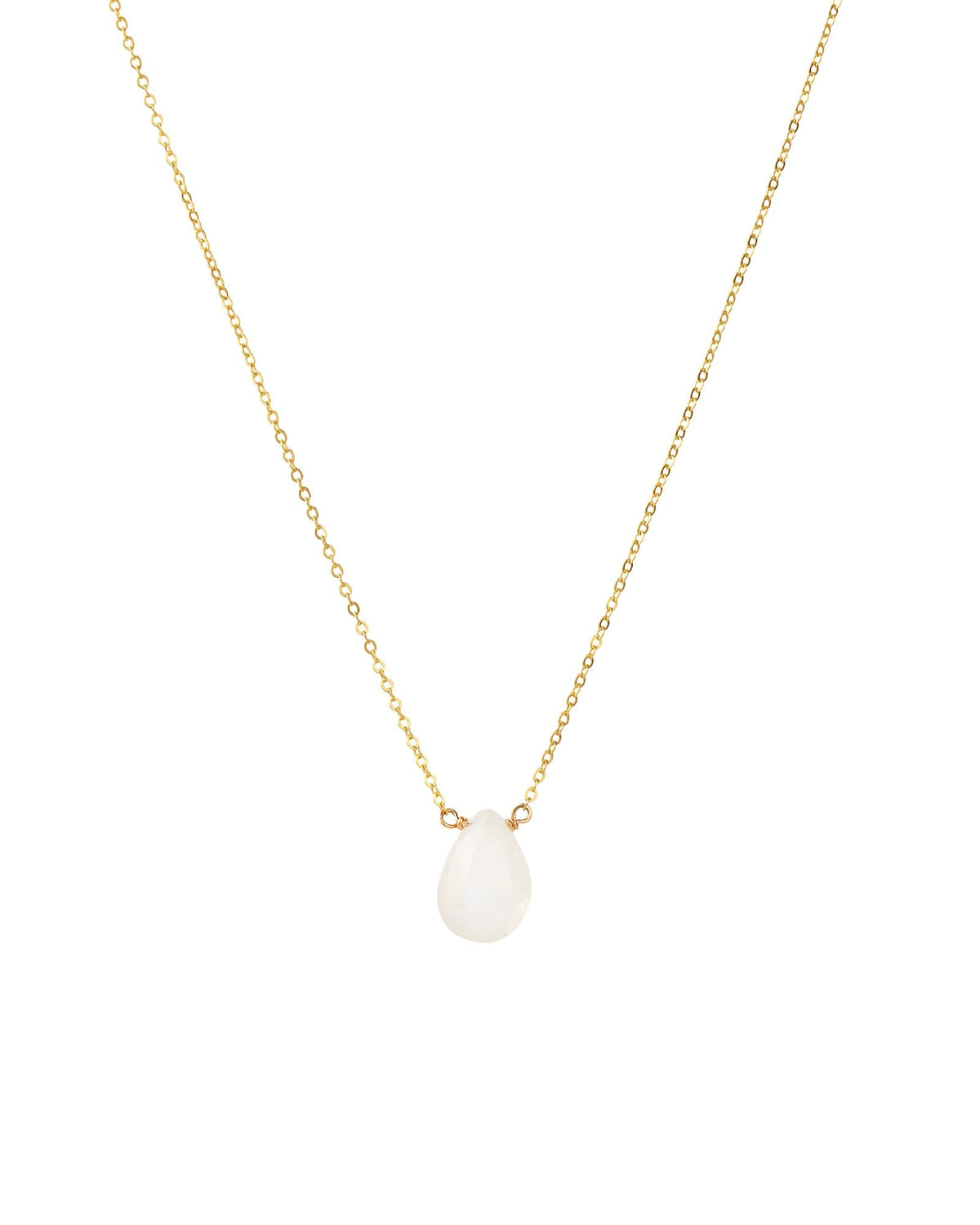 Rainbow Moonstone Pear Cable Chain Necklace | 8mm