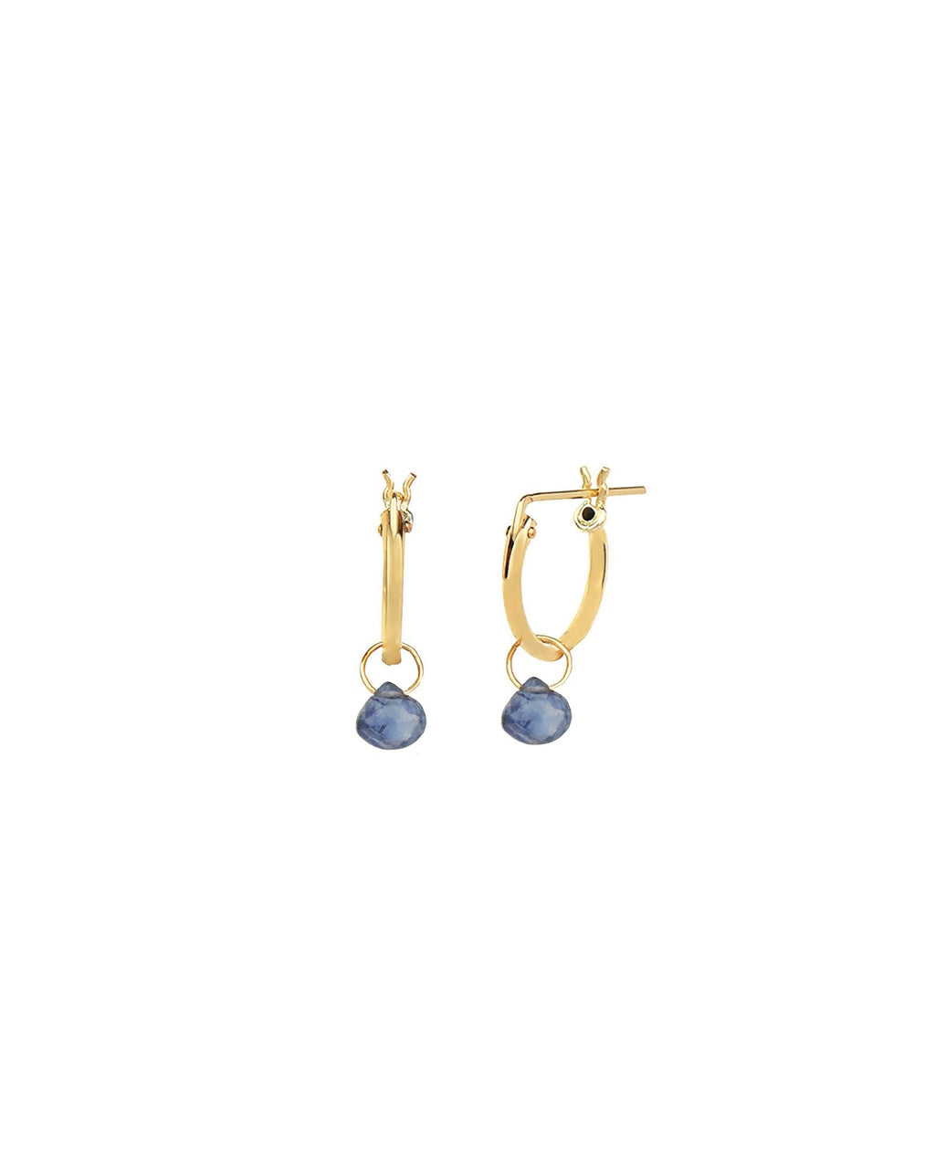 Blue Kyanite Heart Floating Drop Huggies | 12mm