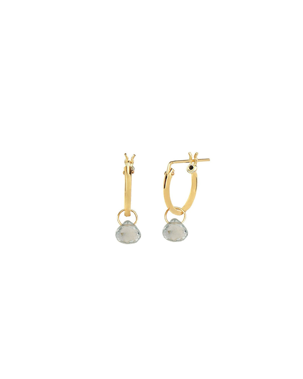 Sky Blue Topaz Heart Floating Drop Huggies | 14mm
