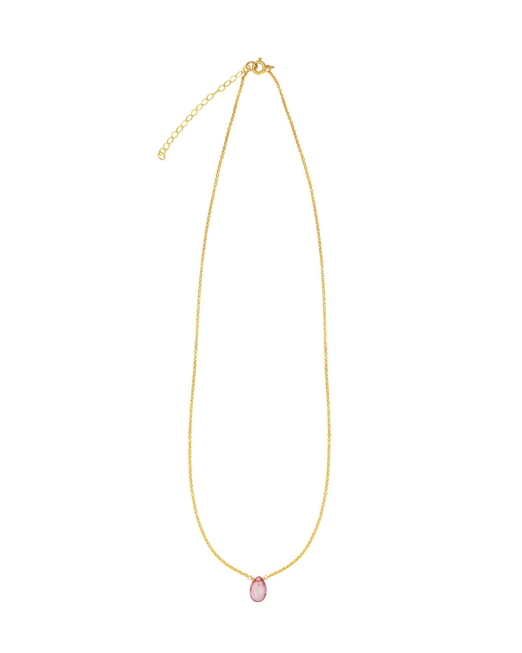 Pink Topaz Pear Cable Chain Necklace | 6mm