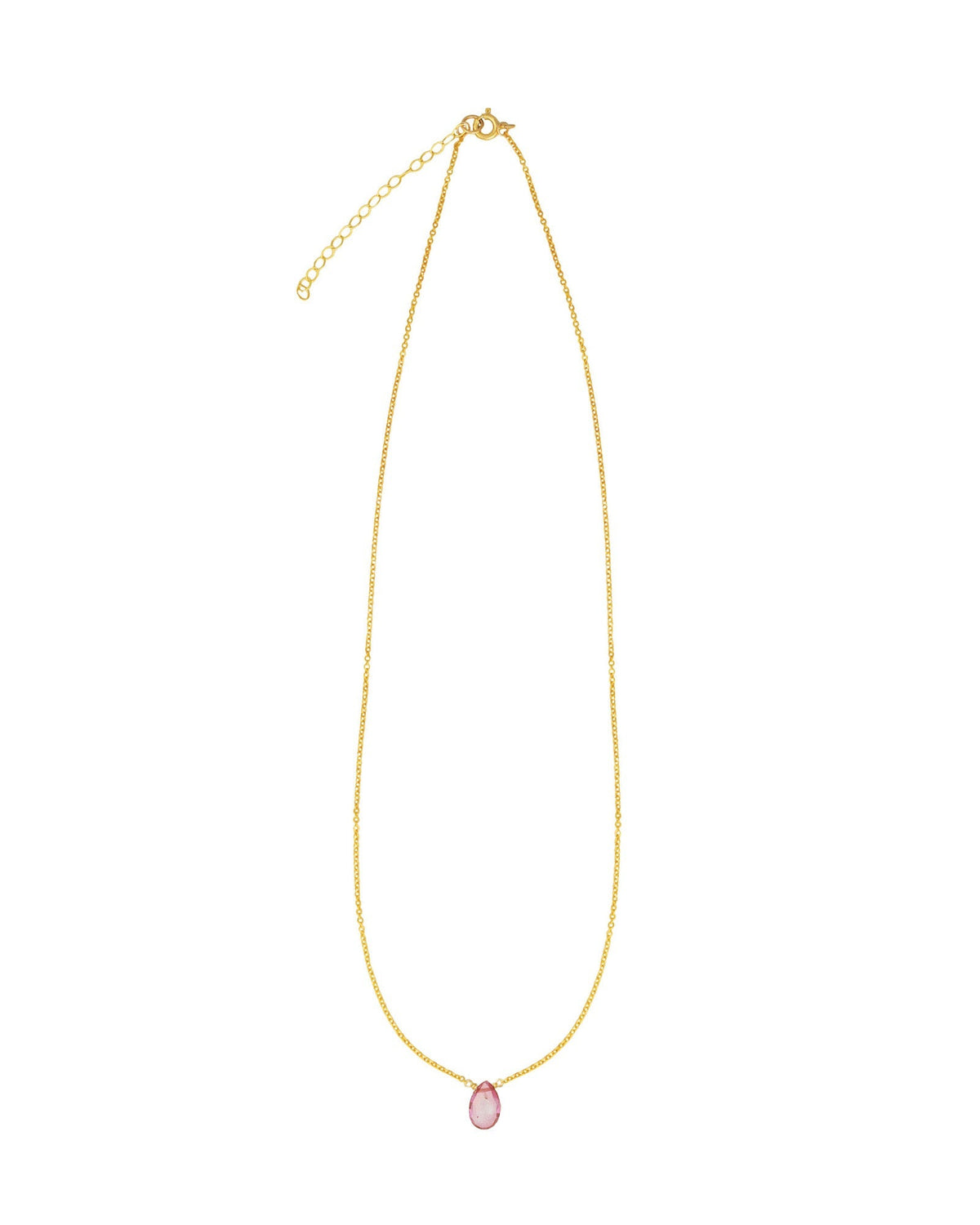Pink Topaz Pear Cable Chain Necklace | 6mm
